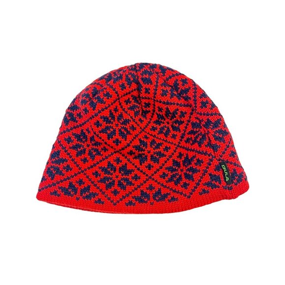 Vintage Gula Canada Wool Knit Beanie Skull cap Red & Black Nordic Design - Picture 1 of 3